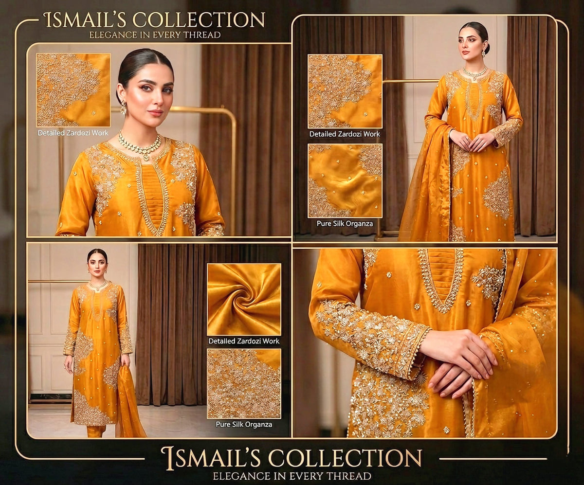 Amber Radiance – Luxury Rose Silk Kurta with Traditional Gold Artistry (large size )
